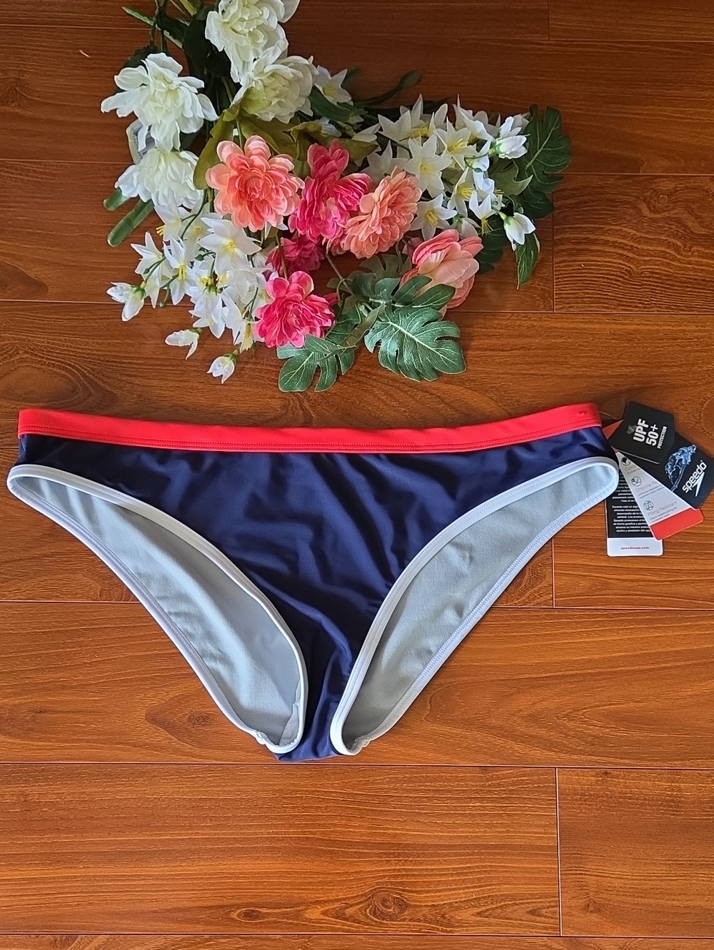 NWT Speedo Navy & White Bikini Bottoms Only Size XL